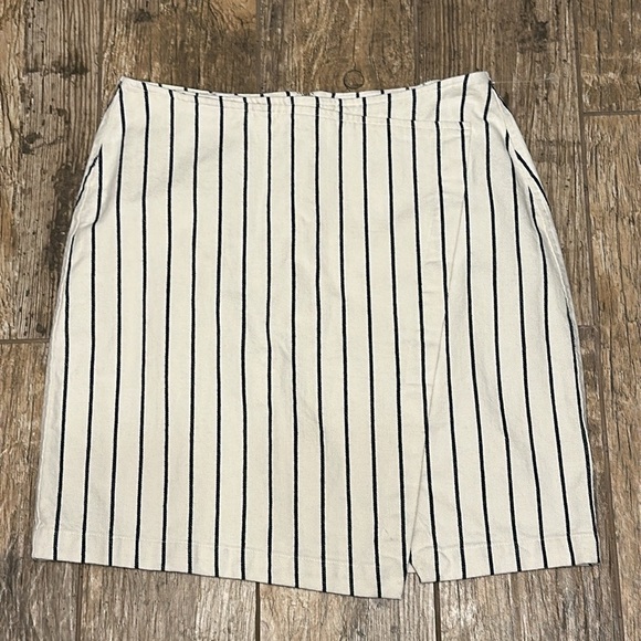 MADEWELL railroad stripe canvas faux wrap mini skirt size 6 - Picture 2 of 5